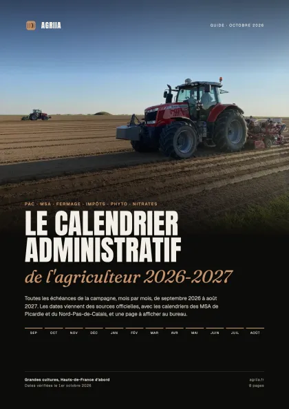 Couverture du guide « Le calendrier administratif de l'agriculteur 2026-2027 »